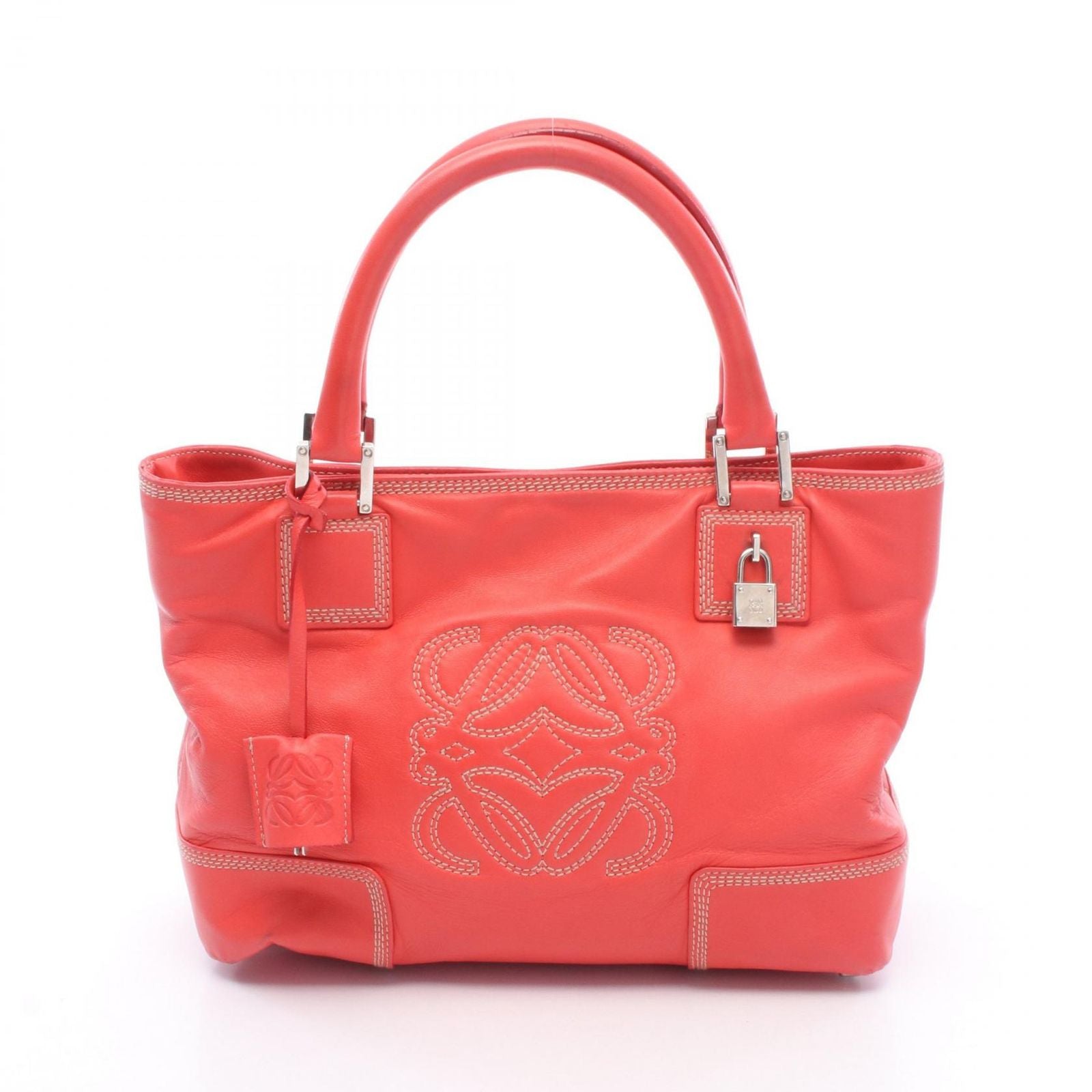 Loewe Handbag Amazona Justa 311.54.028 Red Leather Hand
