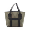 Hermes Tote Pure Sangle Vert Blanc Black Ebene Canvas Leather