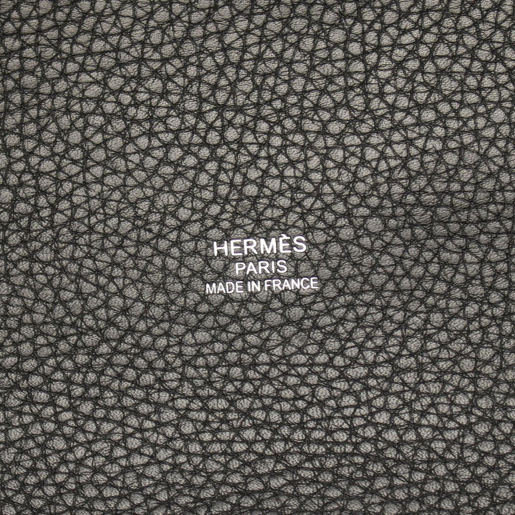 Hermes Tote Pure Sangle Vert Blanc Black Ebene Canvas Leather — view 4