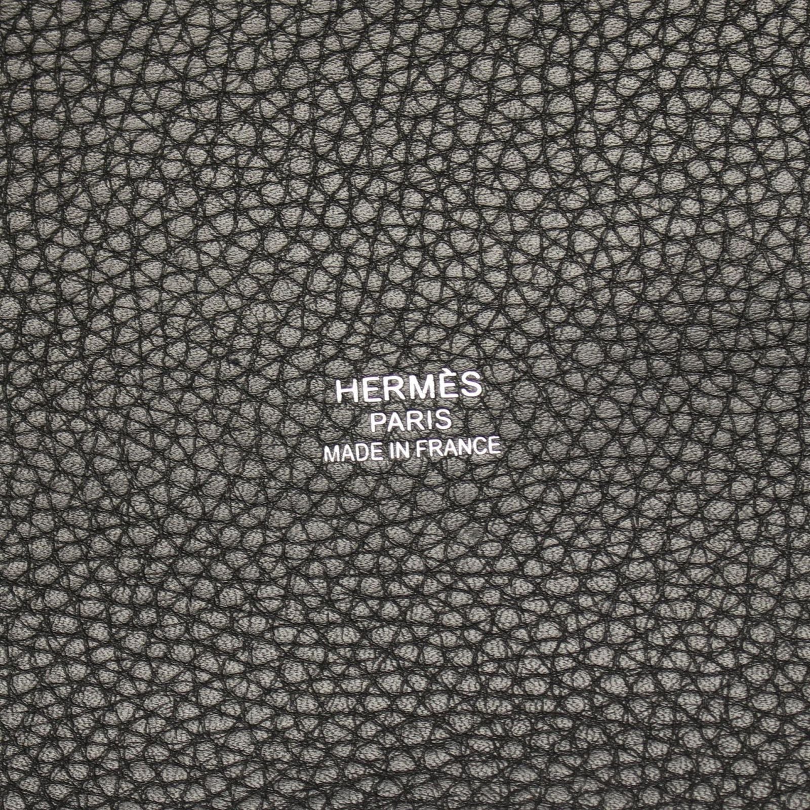 Hermes Tote Pure Sangle Vert Blanc Black Ebene Canvas Leather — view 4