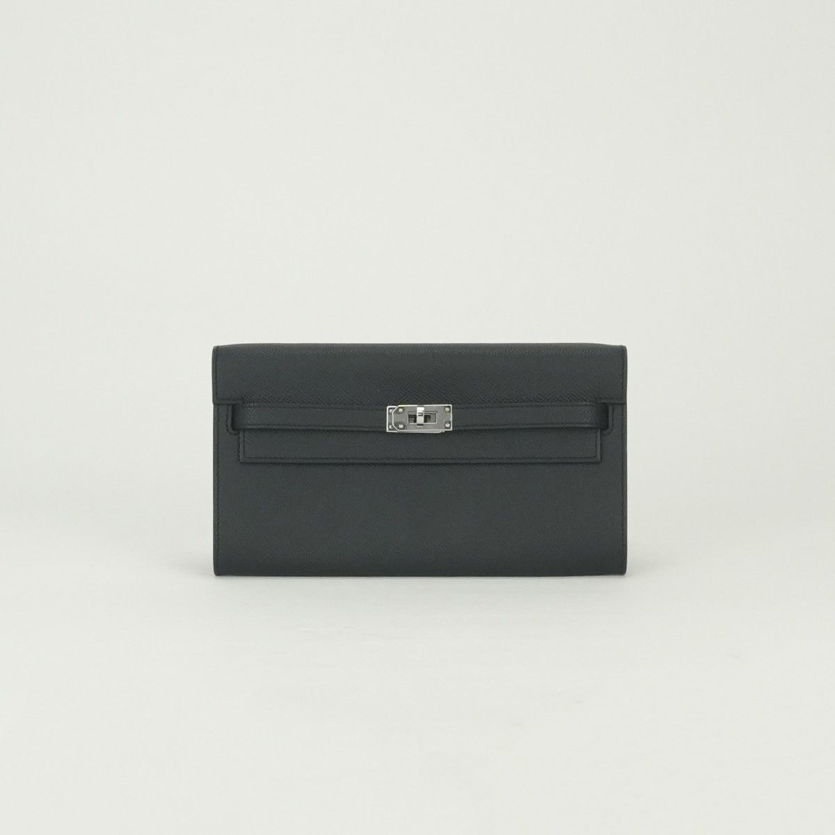 Hermes Kelly Wallet Tougo Epsom Noir Black Silver Veau