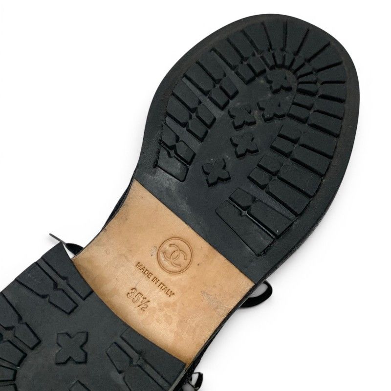 Chanel Boots Short Shoes Suede Leather Black Silver CC Logo Quilted Double — view 8