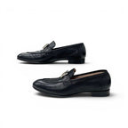 Hermes Paris Loafers Leather Shoes Black Silver Moccasins — view 3