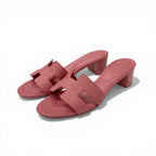 Hermes Oasis Sandals Shoes Leather Pink Mules