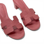 Hermes Oasis Sandals Shoes Leather Pink Mules — view 8