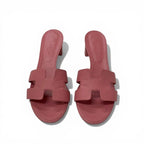 Hermes Oasis Sandals Shoes Leather Pink Mules — view 2