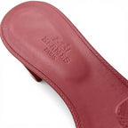 Hermes Oasis Sandals Shoes Leather Pink Mules — view 6