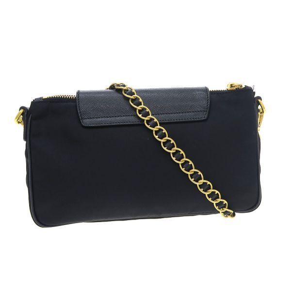 Prada Nylon Chain Shoulder Bag Black — view 3