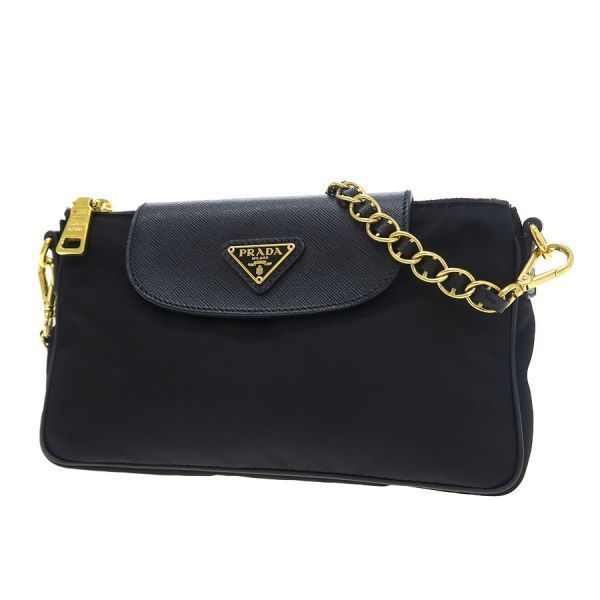 Prada Nylon Chain Shoulder Bag Black