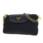 Prada Nylon Chain Shoulder Bag Black