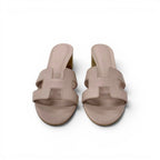Hermes Oasis Sandals Shoes Leather Pink Mules — view 2