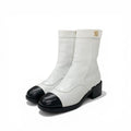 Chanel Boots Short Shoes Leather White Black CC Logo Turnlock