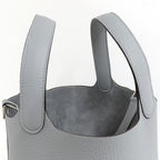 Hermes Picotin Lock PM 18 Gris Perle Taurillon Clemence Silver Handbag — view 7