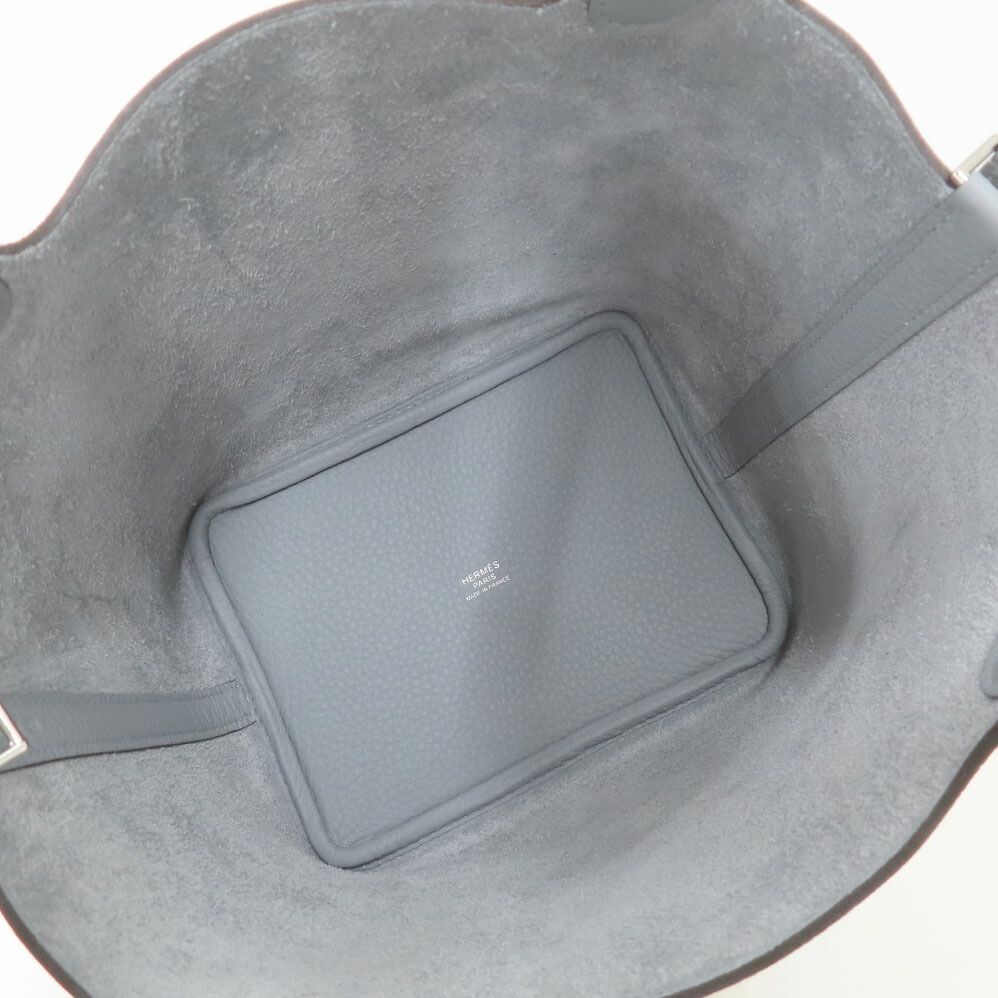 Hermes Picotin Lock PM 18 Gris Perle Taurillon Clemence Silver Handbag — view 6