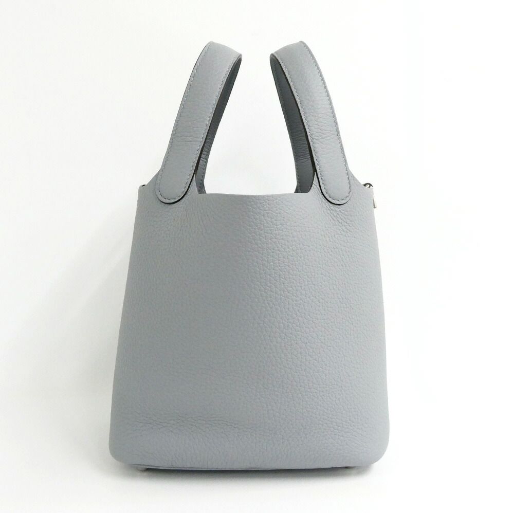 Hermes Picotin Lock PM 18 Gris Perle Taurillon Clemence Silver Handbag — view 2