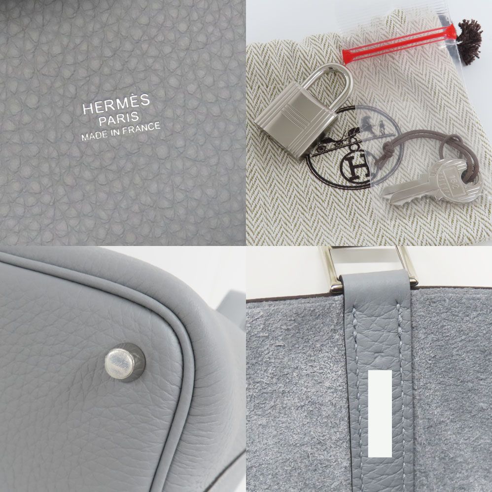 Hermes Picotin Lock PM 18 Gris Perle Taurillon Clemence Silver Handbag — view 9