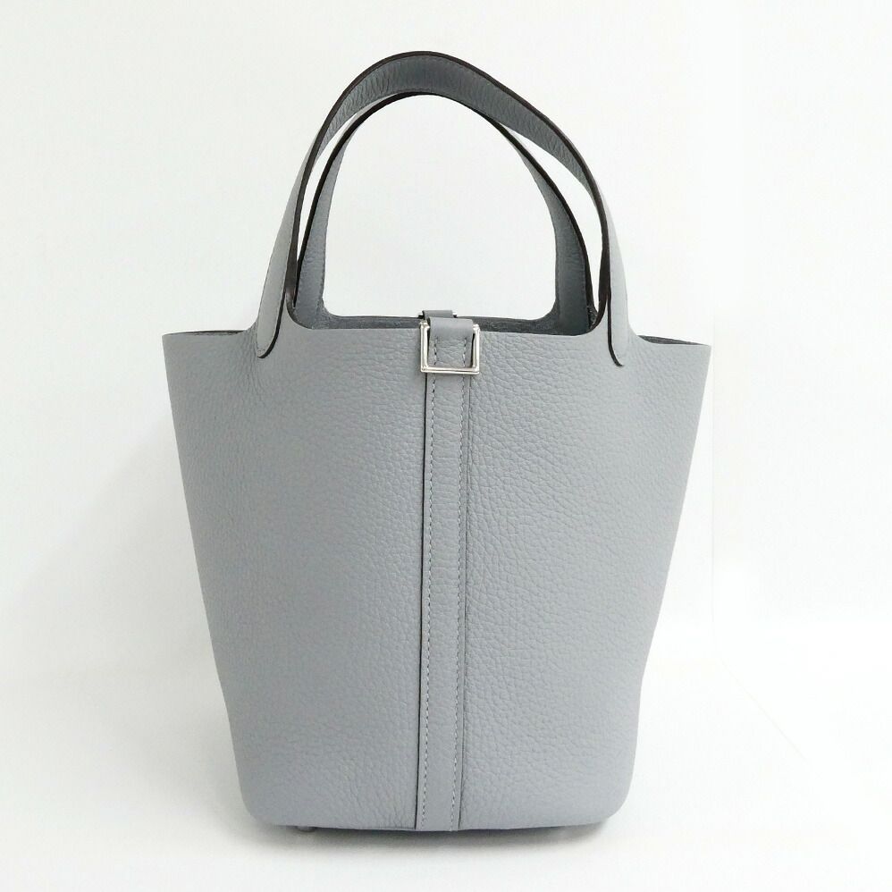 Hermes Picotin Lock PM 18 Gris Perle Taurillon Clemence Silver Handbag — view 4