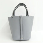 Hermes Picotin Lock PM 18 Gris Perle Taurillon Clemence Silver Handbag — view 3