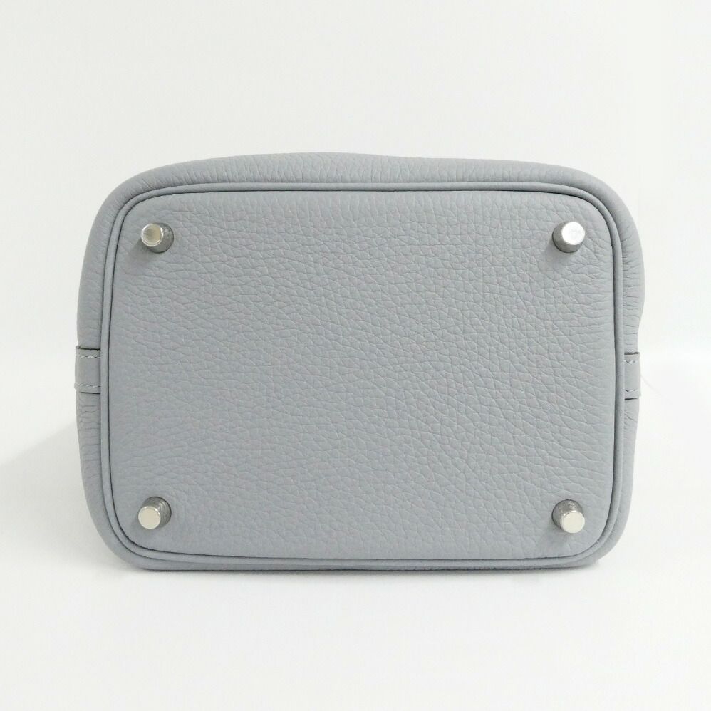 Hermes Picotin Lock PM 18 Gris Perle Taurillon Clemence Silver Handbag — view 5