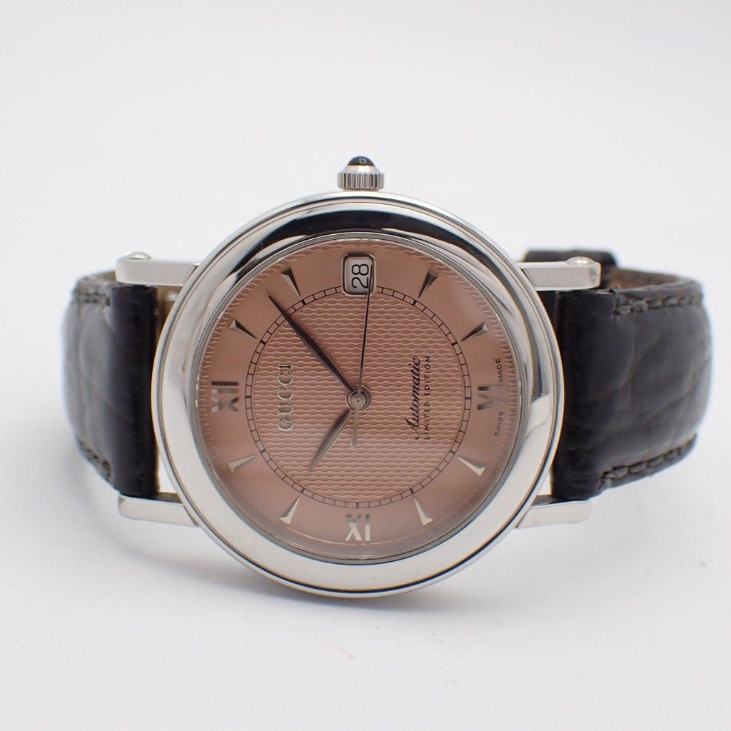 Gucci Auto Limited Edition Automatic Winding Watch Pink Dial Leather Strap Pawn — view 2