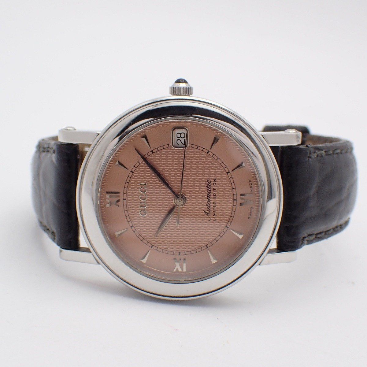 Gucci Auto Limited Edition Automatic Winding Watch Pink Dial Leather Strap Pawn — view 2