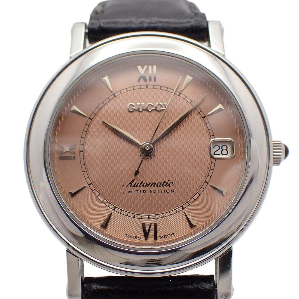 Gucci Auto Limited Edition Automatic Winding Watch Pink Dial Leather Strap Pawn