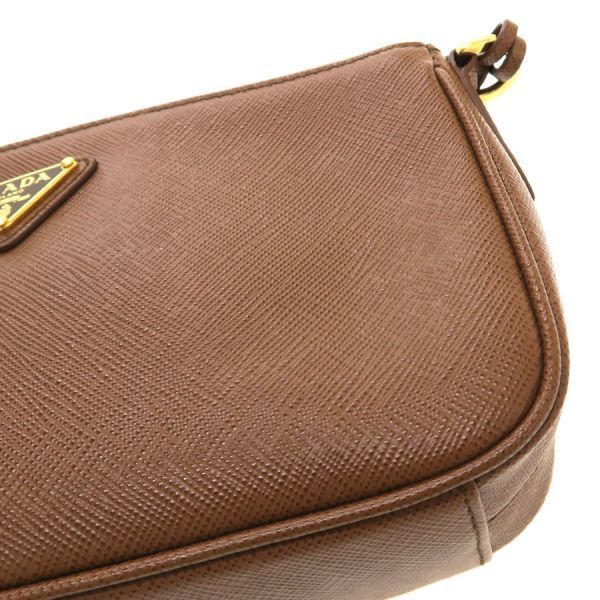 Prada Saffiano Chain Shoulder Bag Brown — view 4