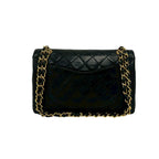 Chanel Quilted CC Logo Double Flap Lambskin Chain Shoulder Bag Black — view 3