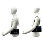Chanel Quilted CC Logo Double Flap Lambskin Chain Shoulder Bag Black — view 2