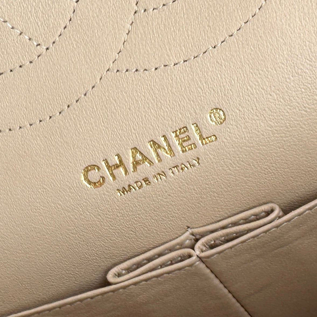 Chanel Quilted 30 Deca Decamato Shoulder Bag Lambskin Beige Gold Chain CC Logo — view 8