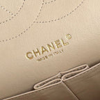 Chanel Quilted 30 Deca Decamato Shoulder Bag Lambskin Beige Gold Chain CC Logo — view 8