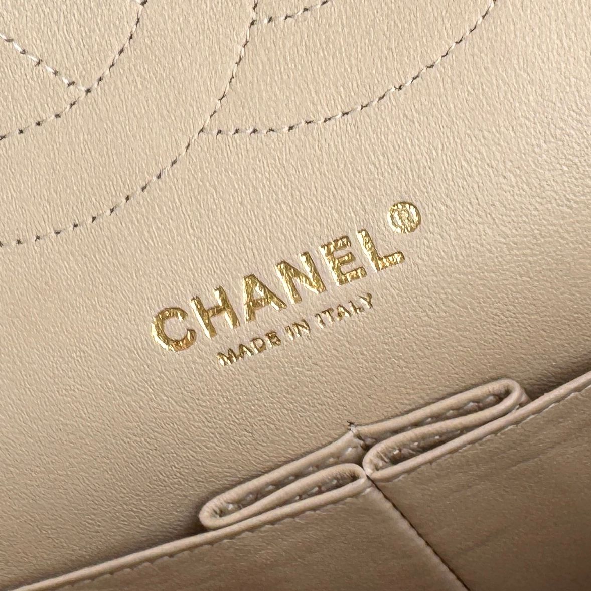Chanel Quilted 30 Deca Decamato Shoulder Bag Lambskin Beige Gold Chain CC Logo — view 8