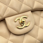 Chanel Quilted 30 Deca Decamato Shoulder Bag Lambskin Beige Gold Chain CC Logo — view 9