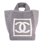Chanel CC Beach CC Logo Sports Line Tote Summer Cotton Pile Gray