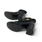 Chanel Boots Short Shoes Leather Knit Black Gold CC Logo Turnlock — view 6