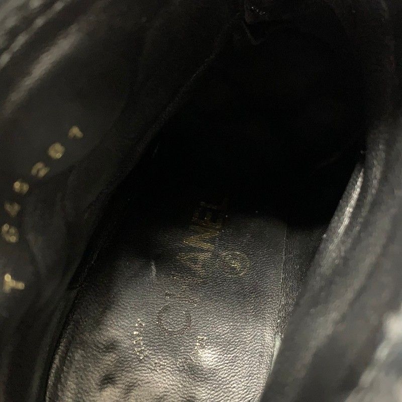 Chanel Boots Short Shoes Leather Knit Black Gold CC Logo Turnlock — view 7
