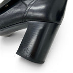 Chanel Boots Short Shoes Leather Knit Black Gold CC Logo Turnlock — view 9