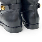 Dior Boots Long Shoes Leather Black Gold Logo — view 9
