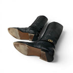 Dior Boots Long Shoes Leather Black Gold Logo — view 5