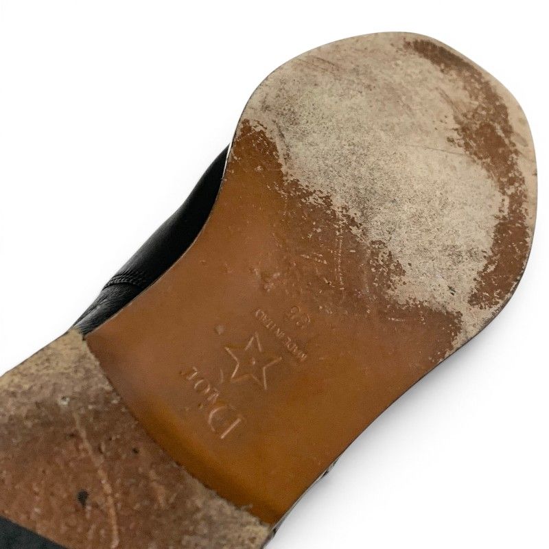 Dior Boots Long Shoes Leather Black Gold Logo — view 7