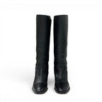 Dior Boots Long Shoes Leather Black Gold Logo — view 2