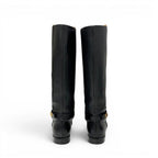 Dior Boots Long Shoes Leather Black Gold Logo — view 4