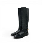 Dior Boots Long Shoes Leather Black Gold Logo