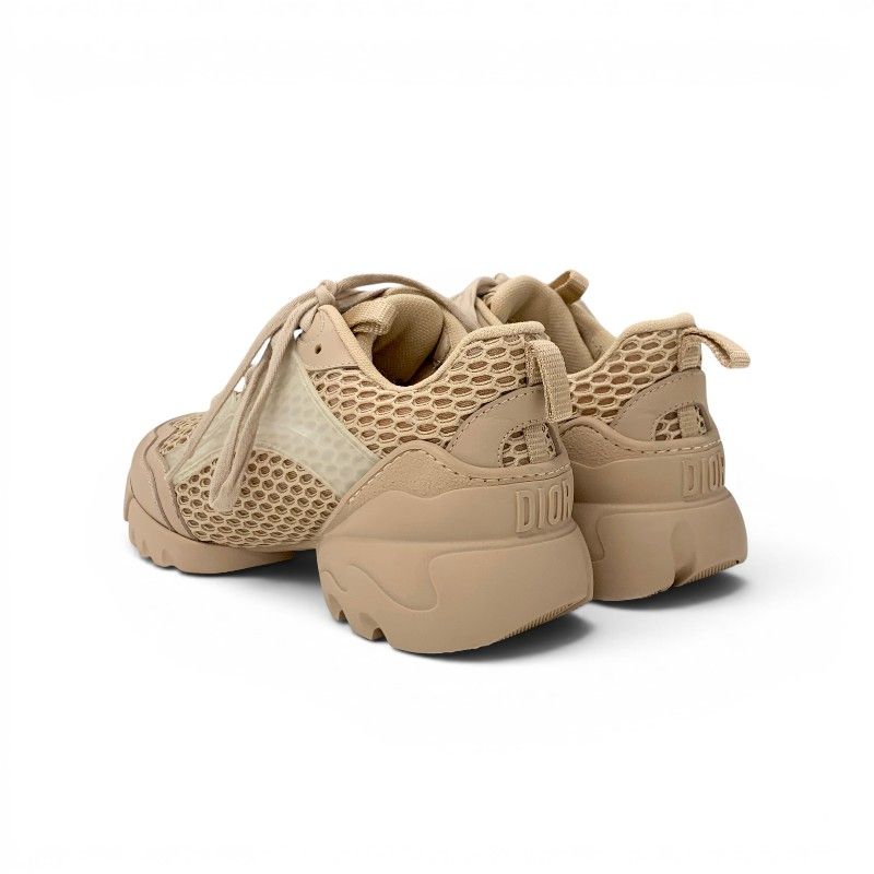 Dior D-connect Sneakers Rubber Mesh Leather Pink Beige Logo — view 4