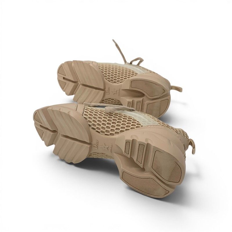 Dior D-connect Sneakers Rubber Mesh Leather Pink Beige Logo — view 6