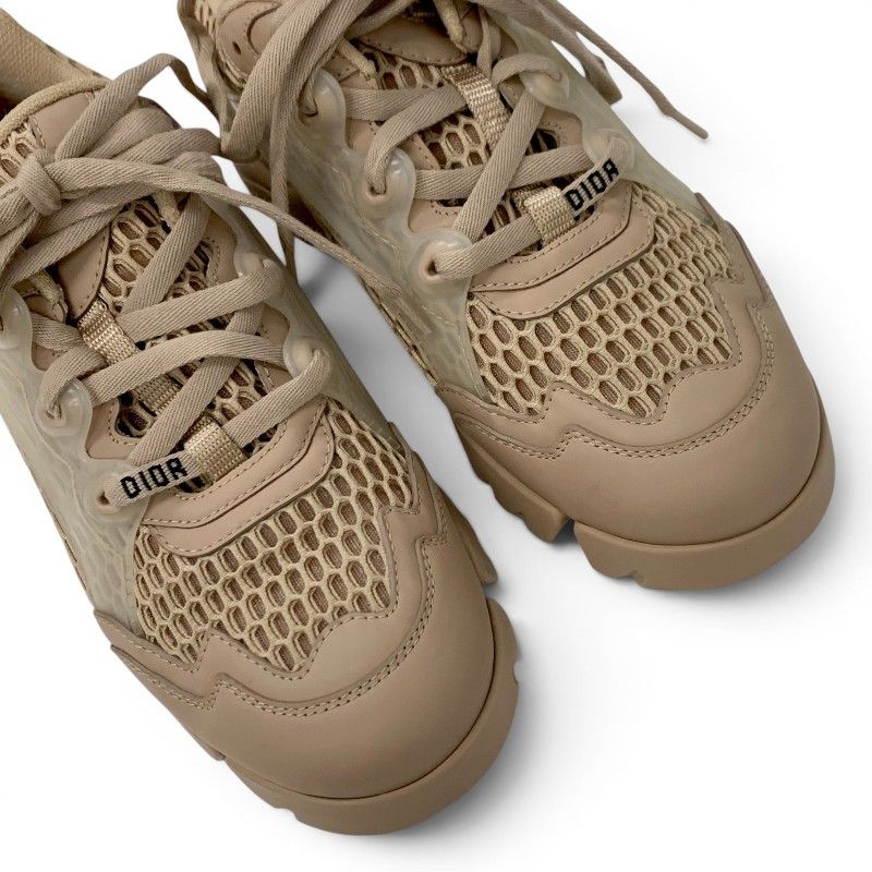 Dior D-connect Sneakers Rubber Mesh Leather Pink Beige Logo — view 9