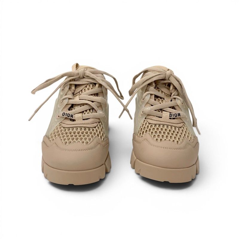 Dior D-connect Sneakers Rubber Mesh Leather Pink Beige Logo — view 2