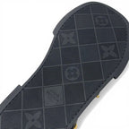 Louis Vuitton Maya Line Sandals Shoes Leather Black Gold LV Logo Studs Strap — view 8