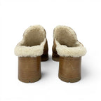 Hermes Flor 60 Sandals Shoes Suede Brown Silver Fleece Mules — view 5