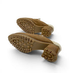 Hermes Flor 60 Sandals Shoes Suede Brown Silver Fleece Mules — view 6